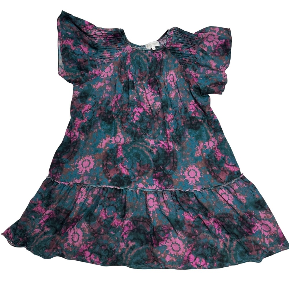 The Westside California Apparel Pink Blue Floral Print Short Sleeve Dress size S